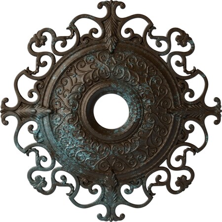 Ekena Millwork Orleans Medallion (Canopies up to 8 1/4"), 38 3/8"OD x 6 5/8"ID x 2 7/8"P, Bronze Blue Patina CM38OLBBS
